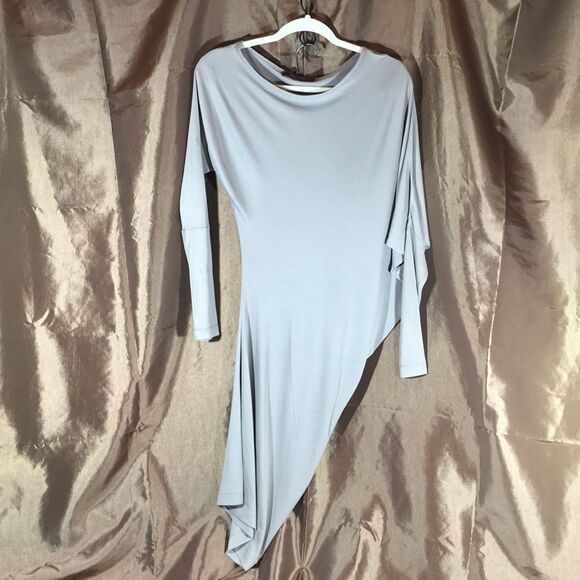 BCBGMaxAzria Dresses & Skirts - BCBGMaxazria taupe asymmetric fitted dress.